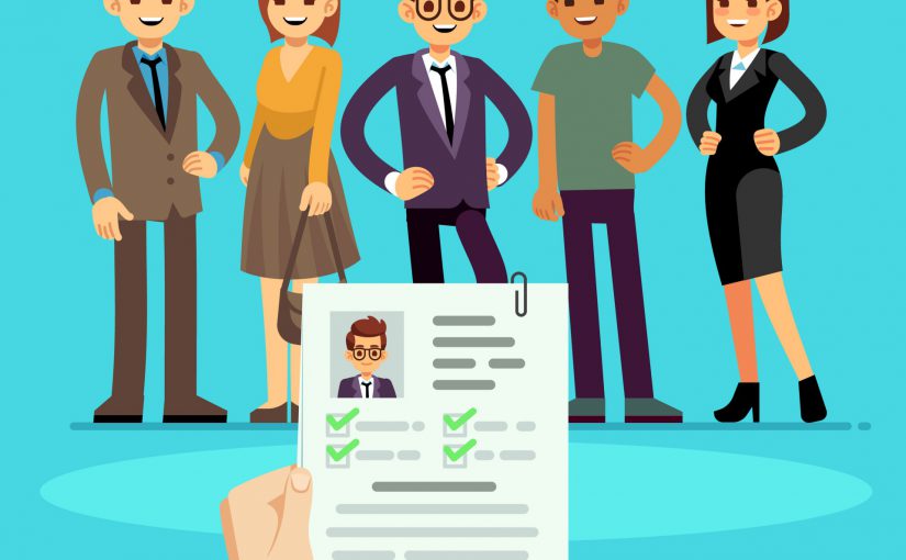 Recruiter choosing candidates with cv resume